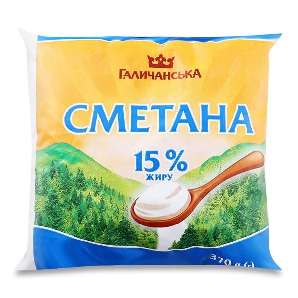 Сметана 15% п/е 370г Галичина