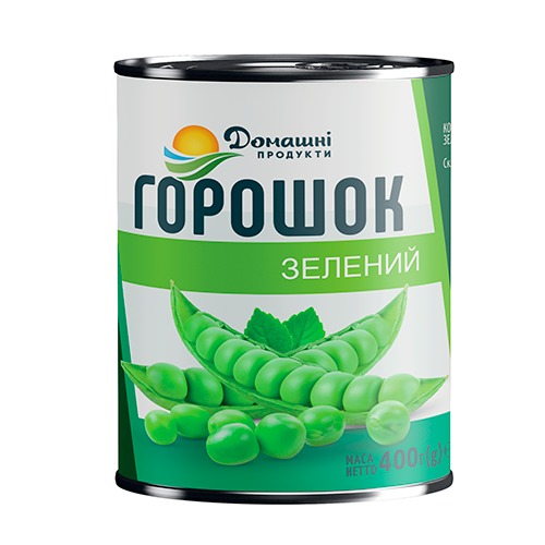 Горошок зелений конс. ж/б ключ 400г Домашні продукти