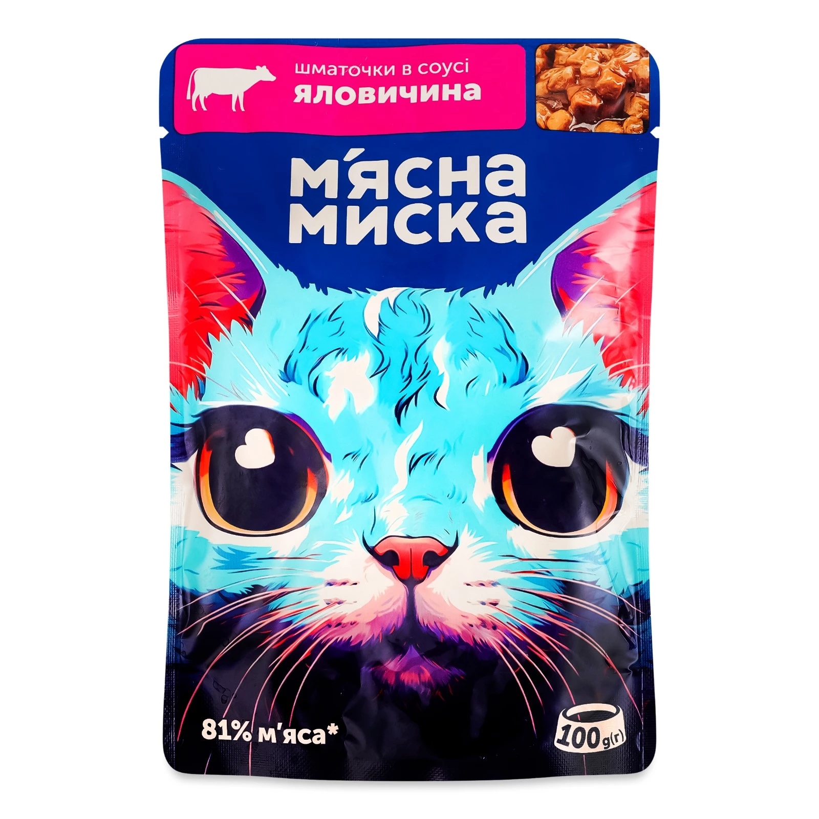 Корм д/котів яловичина в соусі пауч 100г М’ясна миска