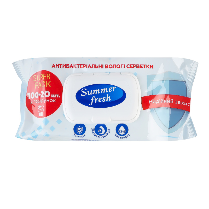 Серветки вологі Summer Fresh ромашка 120шт