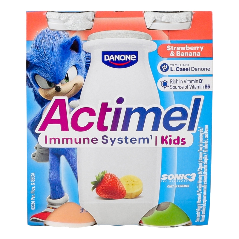 Продукт к/м Actimel полуниця-банан 1,4% пет 4*100г