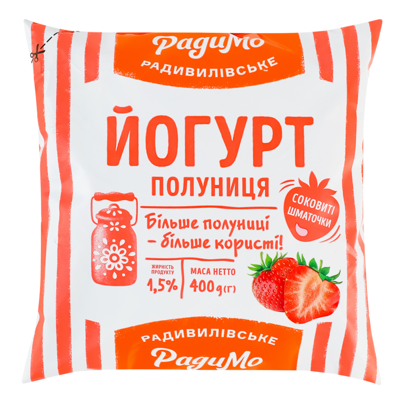Йогурт Полуниця 2% п/е 400г РадиМо