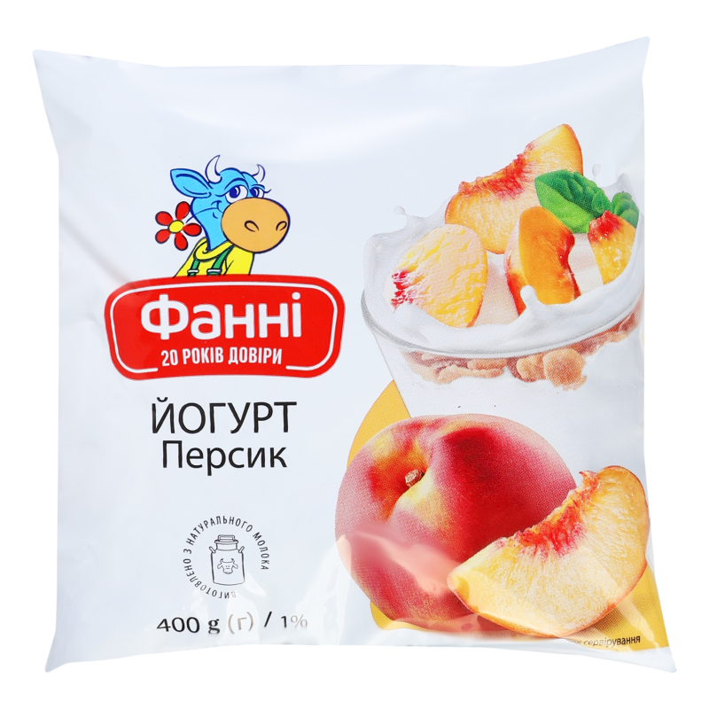Йогурт питний персик 1% п/е 400мл Фанні