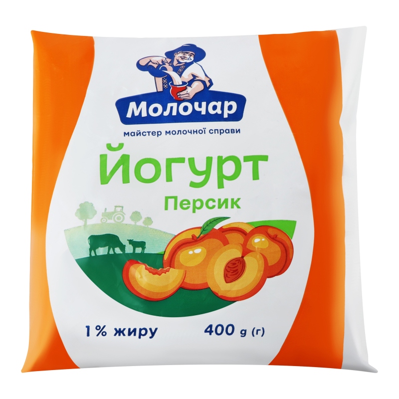 Йогурт  Персик 1% п/е 400г Молочар