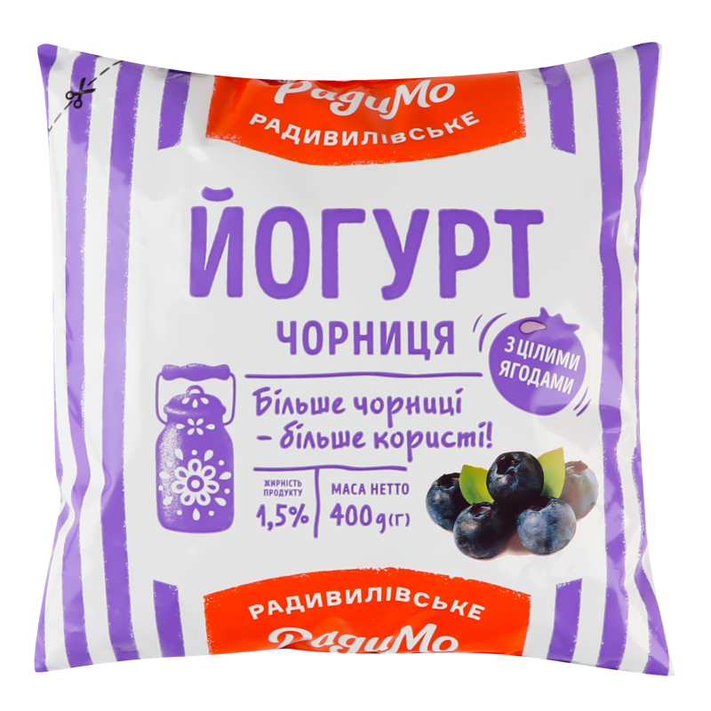 Йогурт “Чорниця” п/е, 2.0% жиру, 400гРадимо