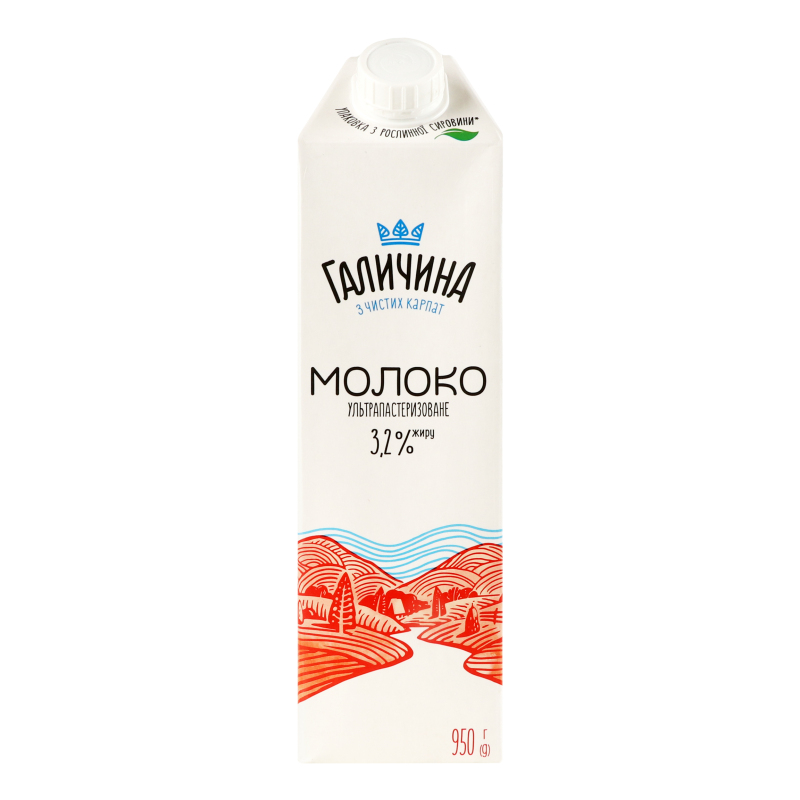 Молоко TGA 3,2% 950г Галичина