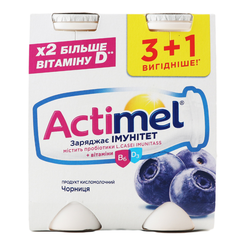 Продукт к/м Actimel чорниця 1,4% пет 4*100г