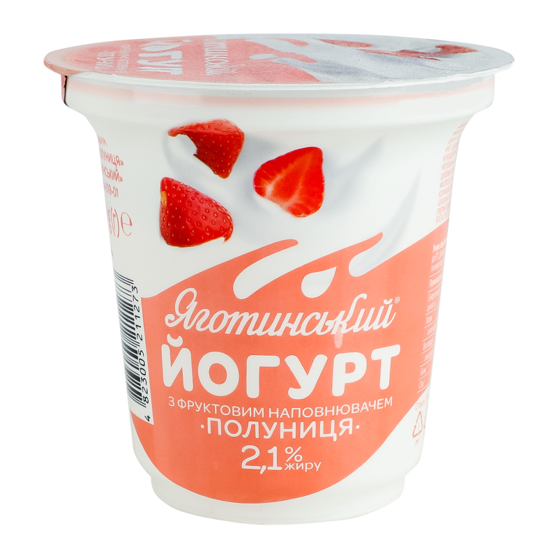 Йогурт полуниця 2,1% стакан 260г Яготинське