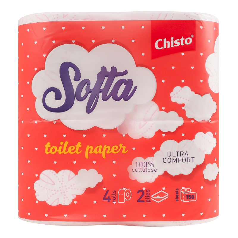 Папір туал. Softa Chisto біло-рожевий 2шар 4шт