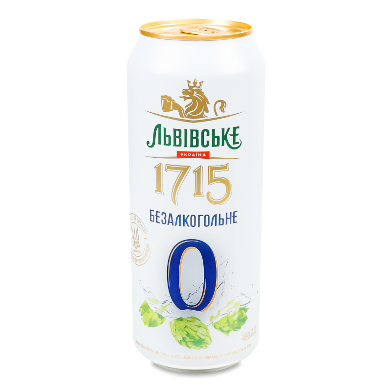 Пиво б/а Львівське 1715 Безалкогольне №0 з/б 0,48л