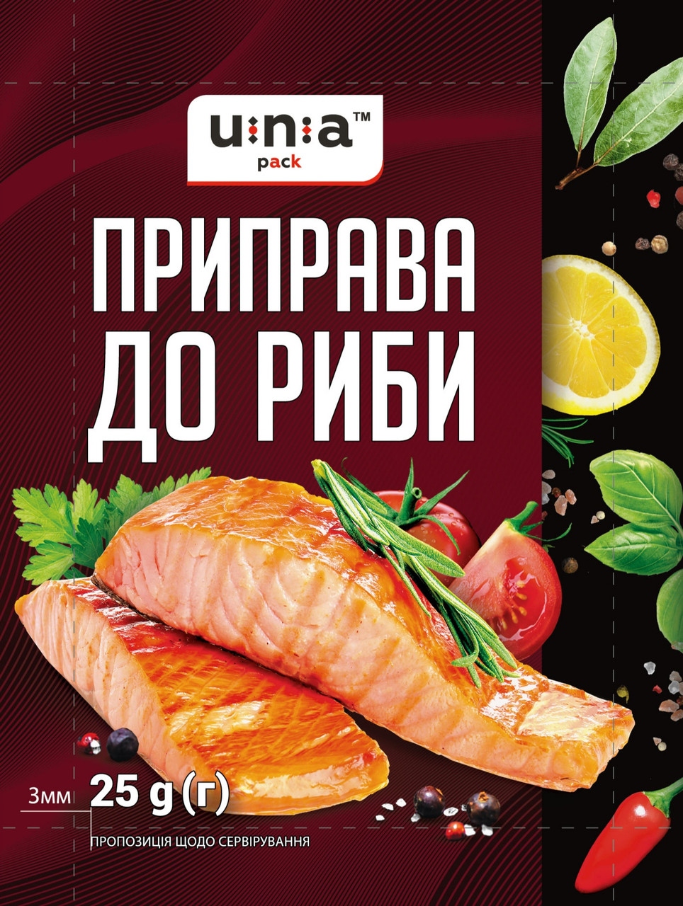 Приправа до риби 25г UNA