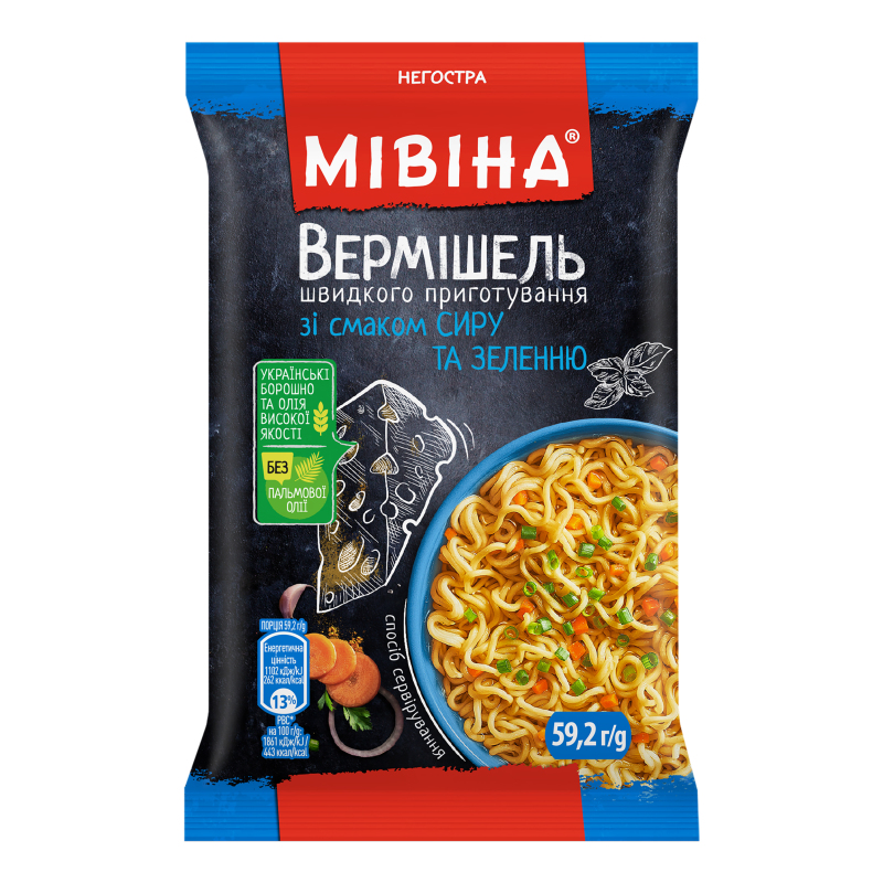 Вермішель ш/п Мівіна сир-зелень негостра 59,2г