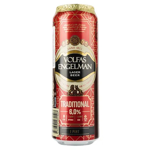 Пиво Volfas Engelman Tradiciskas 0.568 ж/б