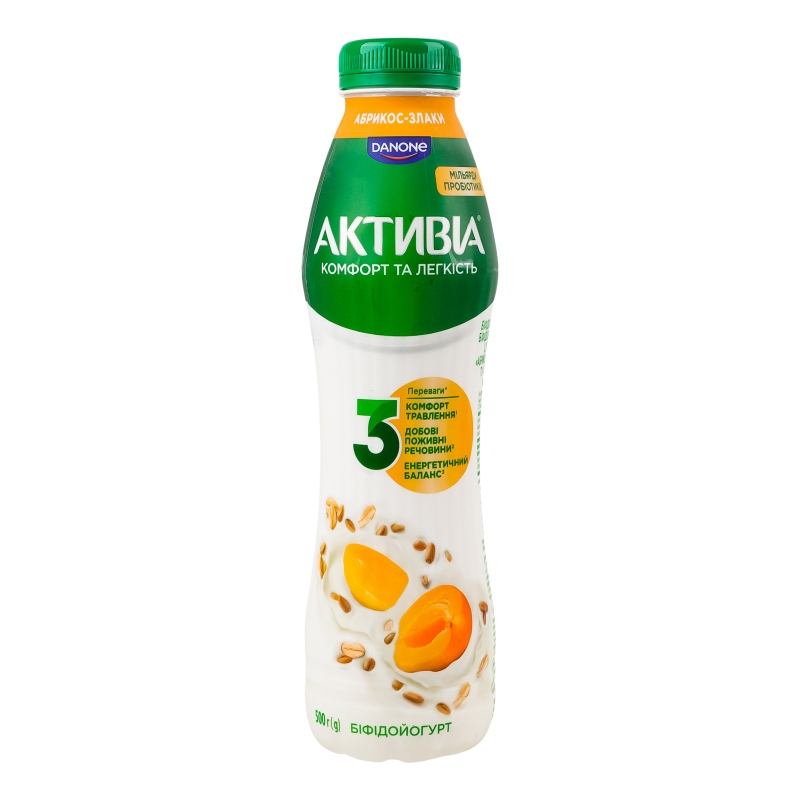 Біфідойогурт питний абрикос-злаки 1,2% пет 500г Активіа