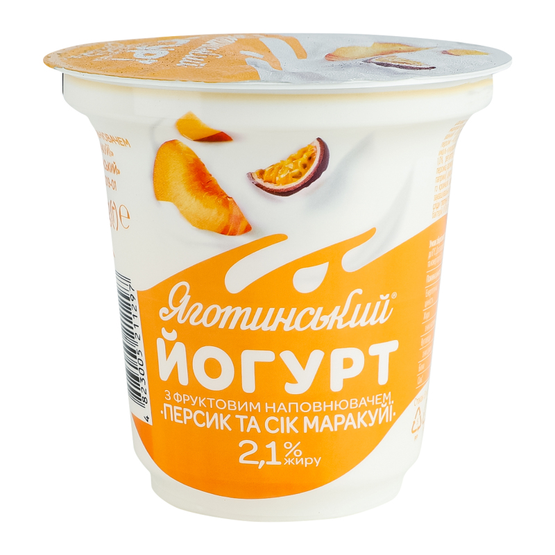 Йогурт персик-маракуйя 2,1% стакан 260г Яготинське
