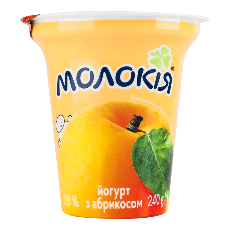 Йогурт Абрикос 2% стакан 240г Молокія