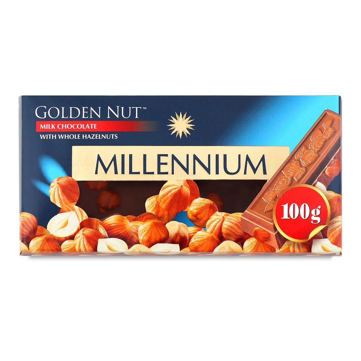 Шоколад Millennium Gold з цілим горіхом мол 100г