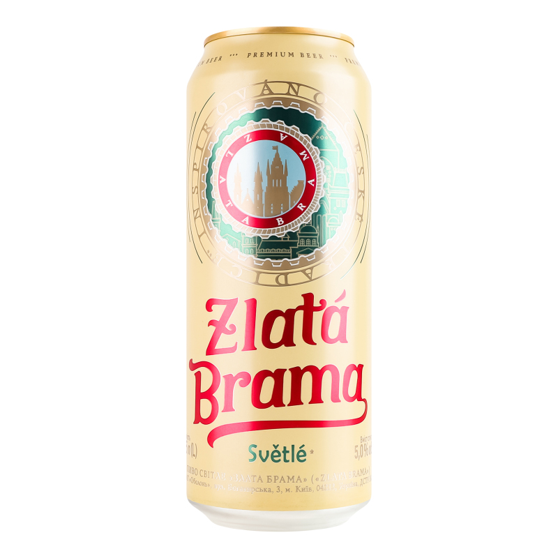 Пиво Zlata Brama 5% з/б 0,5л