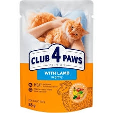 Корм д/котів CLUB 4 PAWS ягня в соусі 85г
