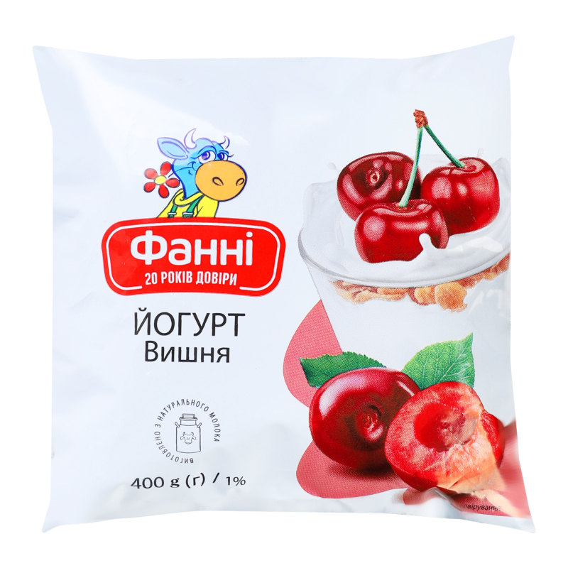 Йогурт питний вишня 1% п/е 400мл Фанні