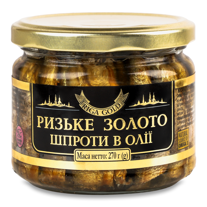 Шпроти  в олії с/б 270г Рижське золото