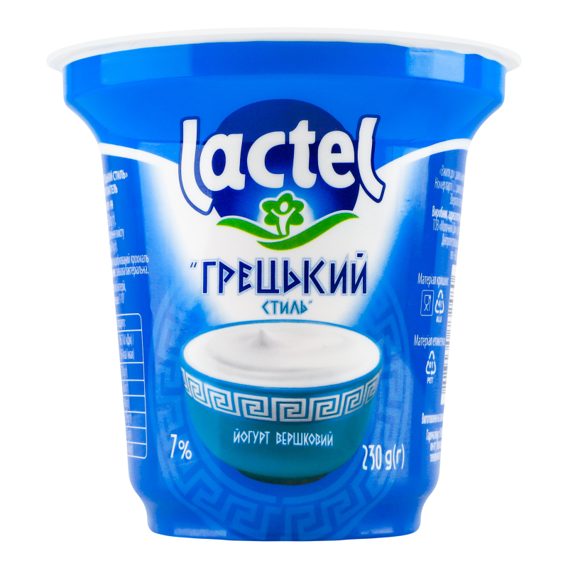 Йогурт Грецький стиль 7% стакан 230г Лактель