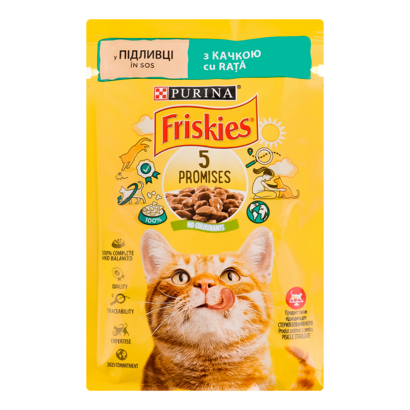 Корм вологий д/котів Friskies качка у підливці 85г Фріскіс