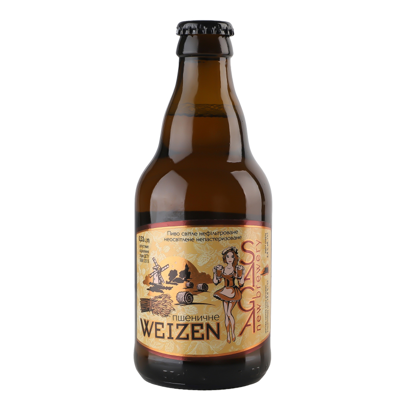 Пиво Weizen світле н/ф 4,9% 0,33л SAGA