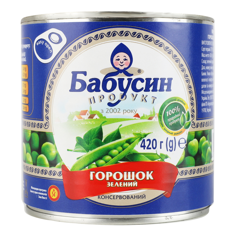 Горошок зел Бабусин Продукт ж/б 420г