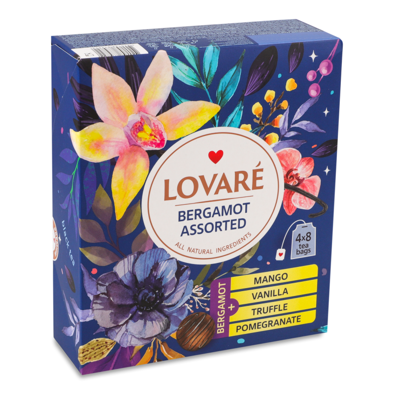 Чай чорний LOVARE асорті бергамот 1,5г*32пак