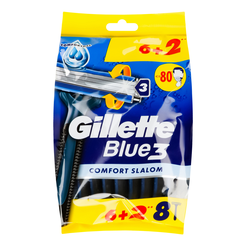 Бритви однораз GILLETTE BLUE 3 Слалом Комфорт 6+2шт