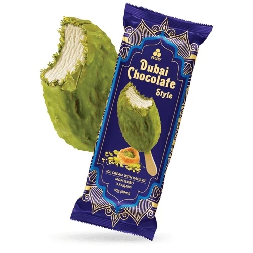 Морозиво пломбір Dubai Chocolate Style 55г Рудь