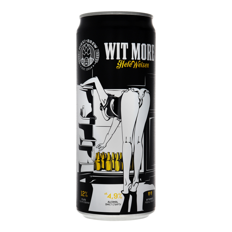 Пиво світле пшеничне н/ф WIT MORE 4,9% 0,33л Mikki Brew