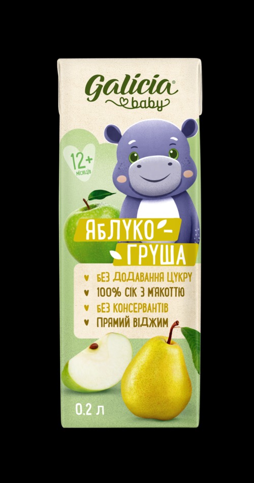 Сік BABY яблуко-груша з м’якоттю 0,2л Galicia