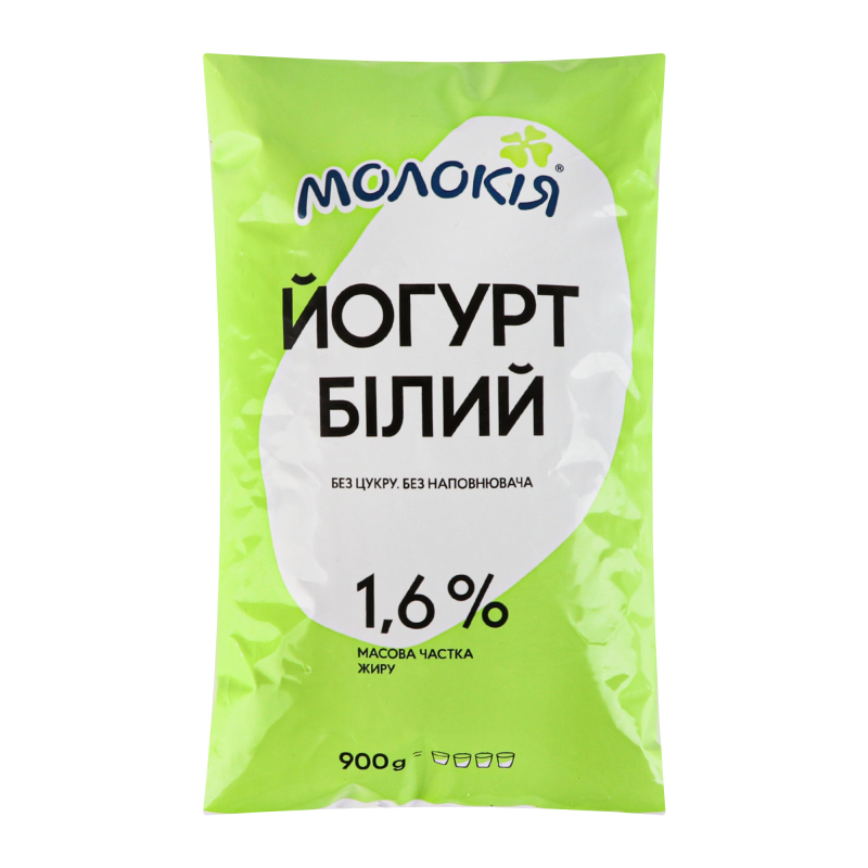Йогурт білий 1,6% плівка 900г Молокія