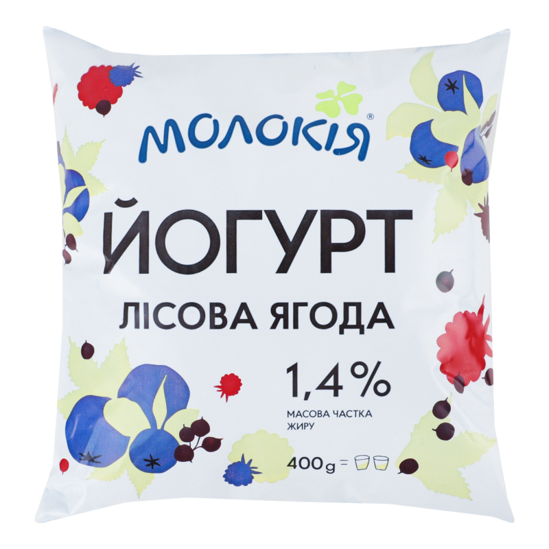 Йогурт Лісова ягода 1,4% п/е 400г Молокія