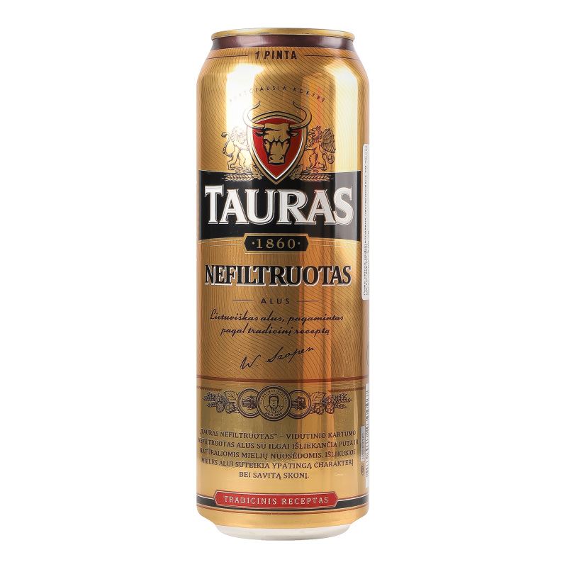 Пиво Tauras Nefiltruotas 5% ж/б 0,568л