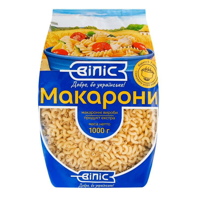 Макарони Ріжки гладкі 1кг Віліс
