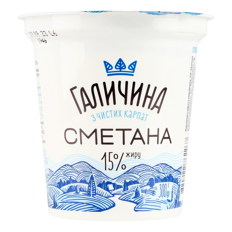 Сметана 15% стакан 300г Галичина