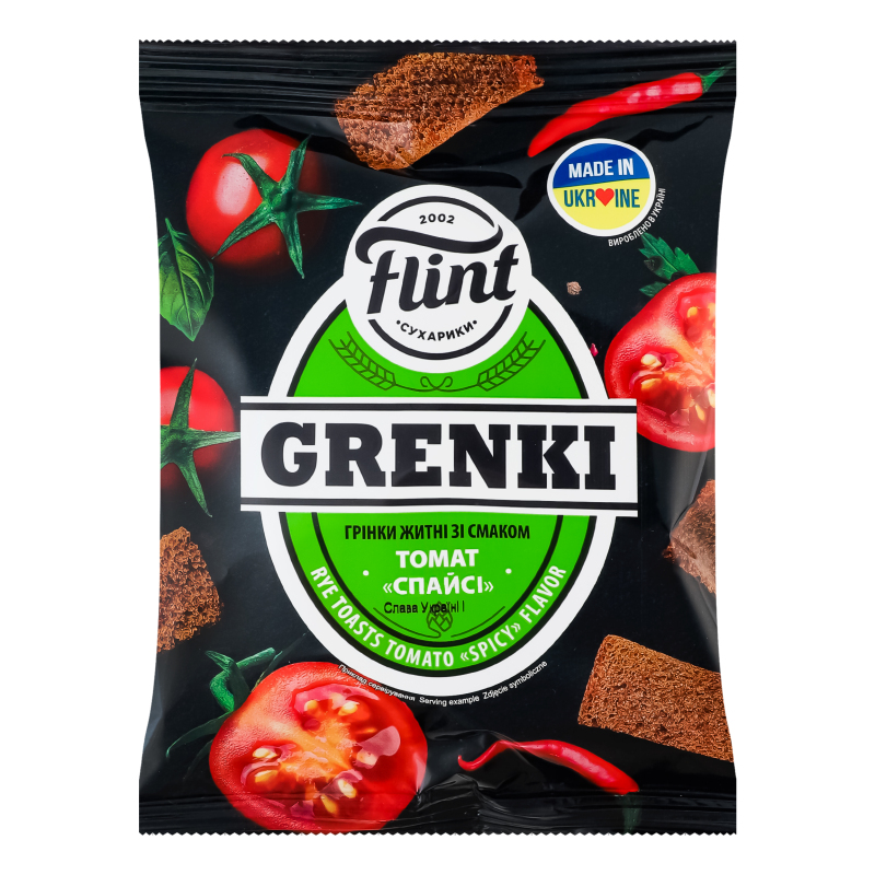 Грінки Флінт житні зі смаком томату Спайсі 100г  Флінт