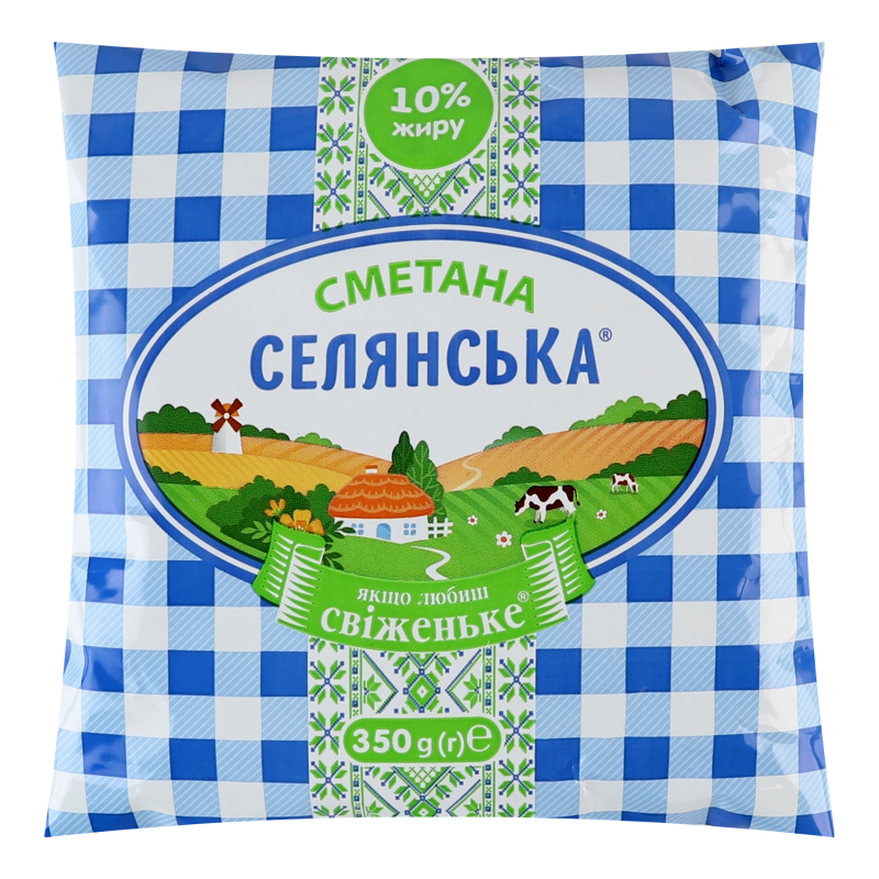 Сметана Селянська 10% п/е 350г Люстдорф