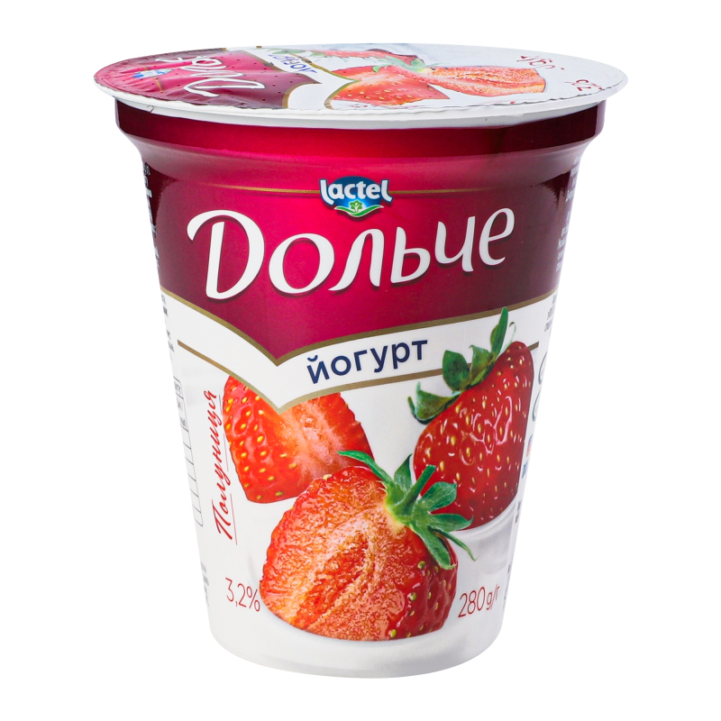 Йогурт Полуниця 3,2% стакан 280г Дольче