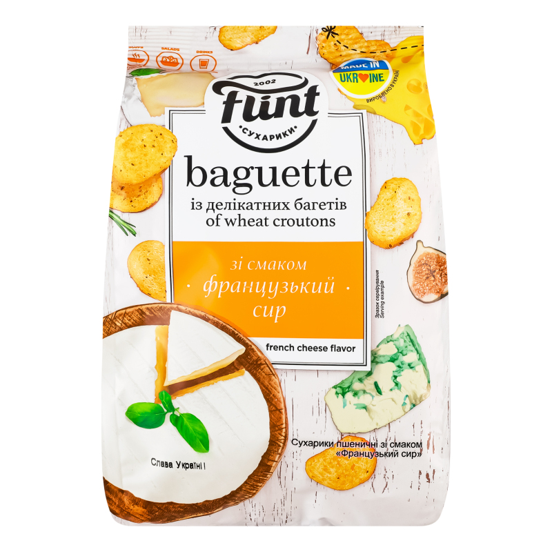 Сухарики пшеничні Flint Baguette Французький сир 100г