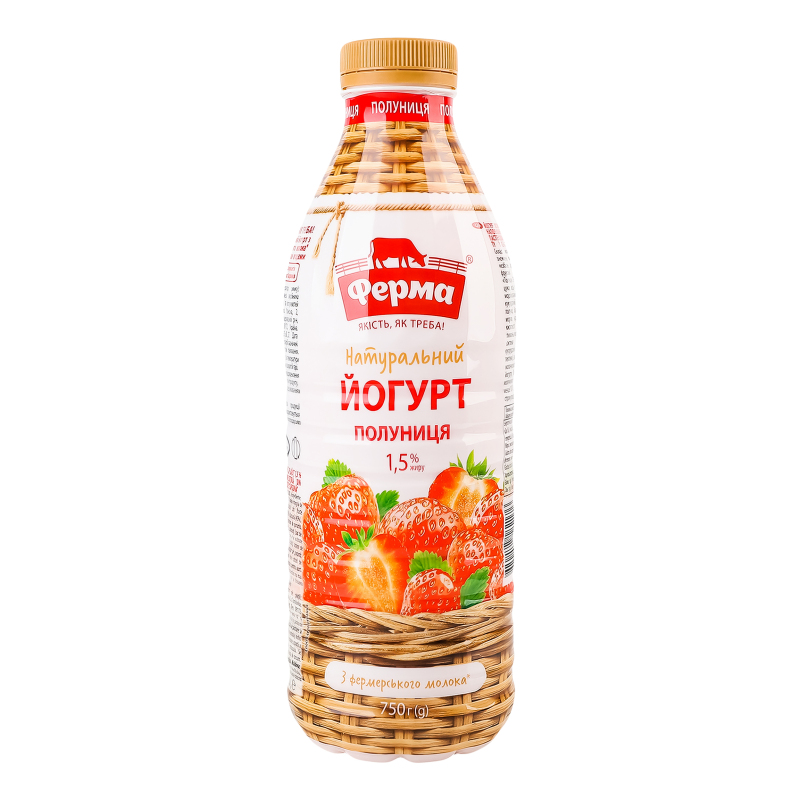 Йогурт Ферма полуниця 1,5% пет 750г