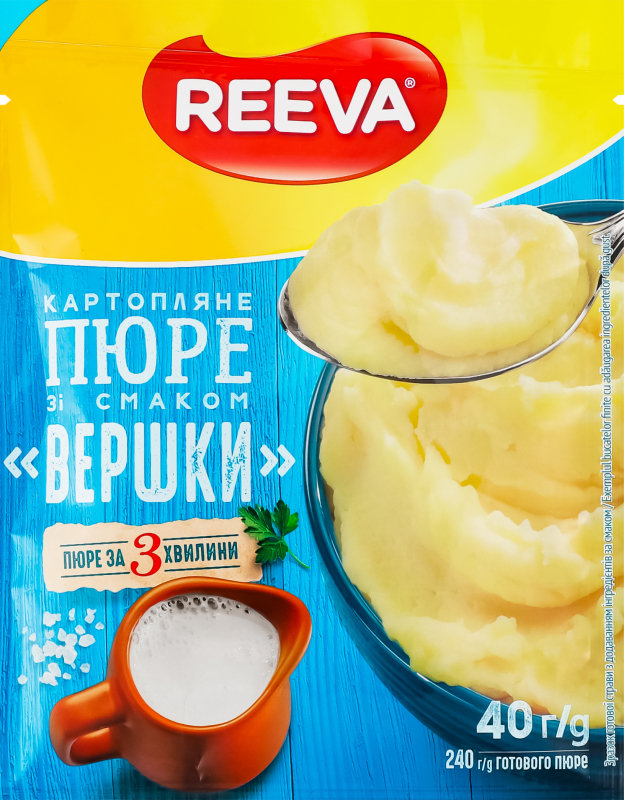 Пюре карт. зі смаком вершків пачка 40г REEVA