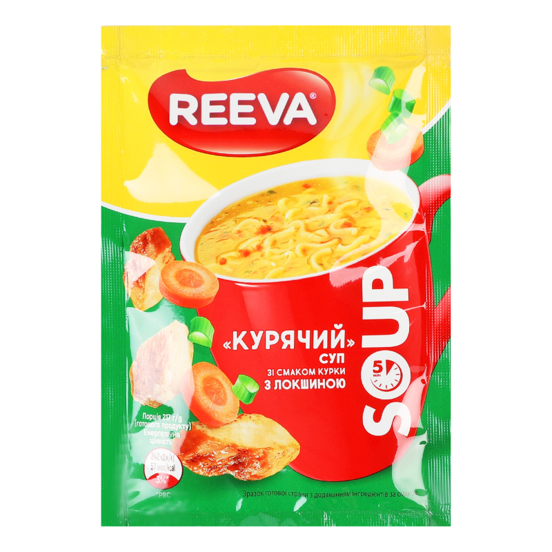 Суп зі смаком курки з локшиною пачка 17г REEVA