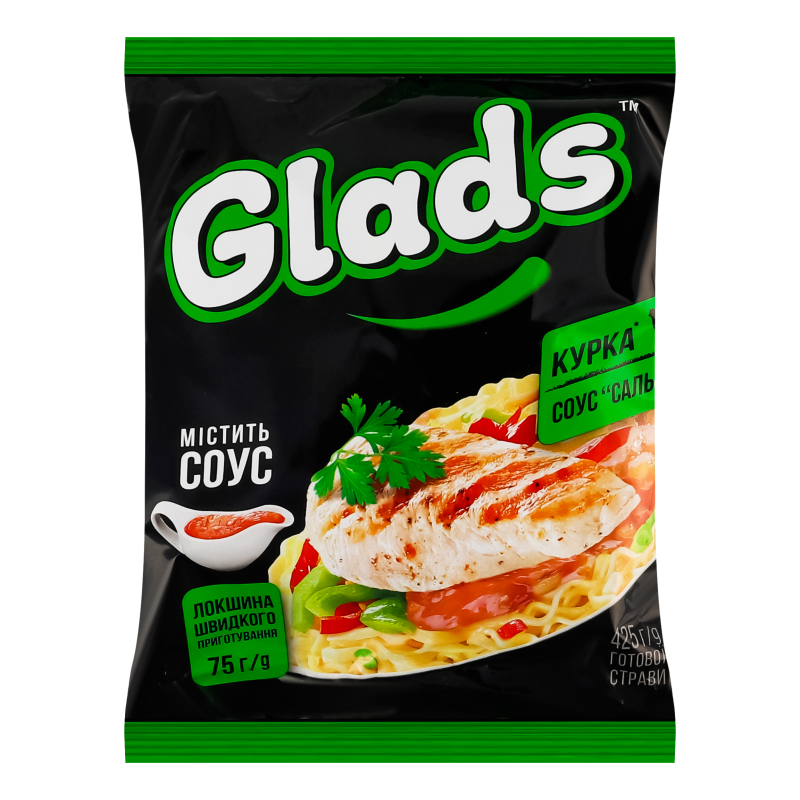 Локшина ш/п GLADS курка-соус Сальса пачка 75г
