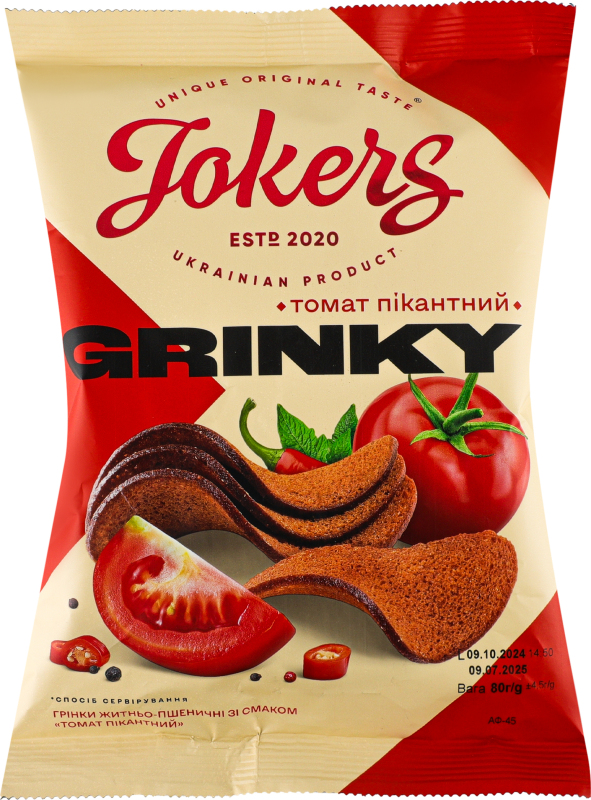 Грінки житньо-пшен Томат пікантний 80г JokerS