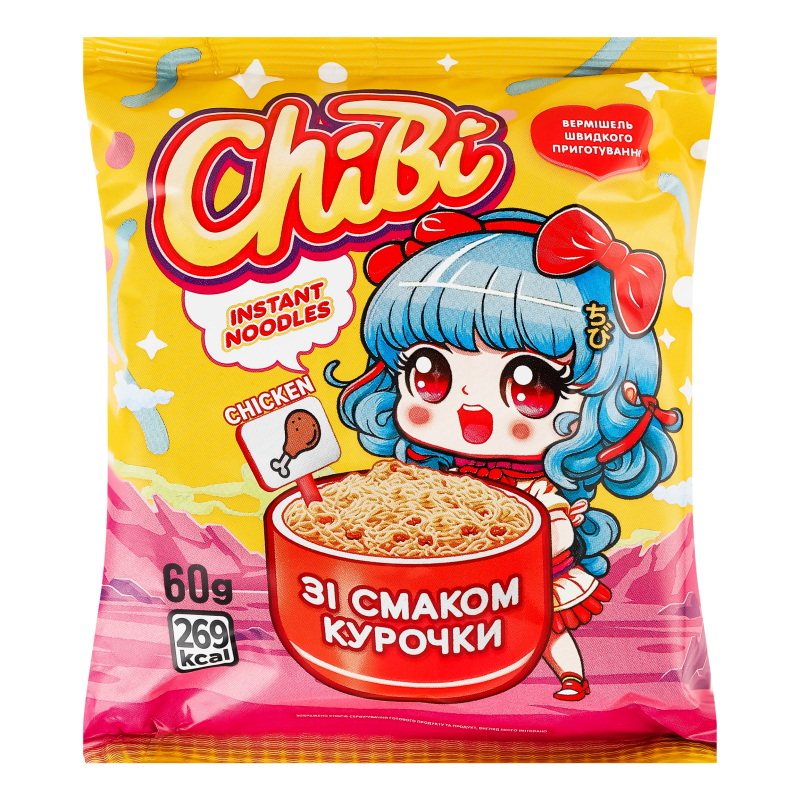 Вермішель ш/п ChiBi курка негостра 60г