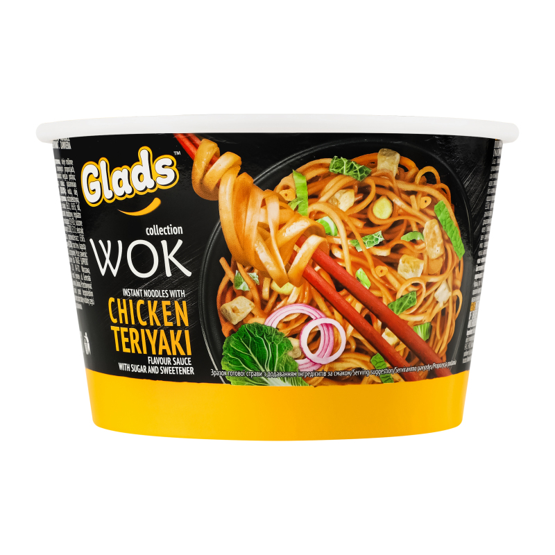 Локшина ш/п WOK Курка Теріякі чаша 95г GLADS
